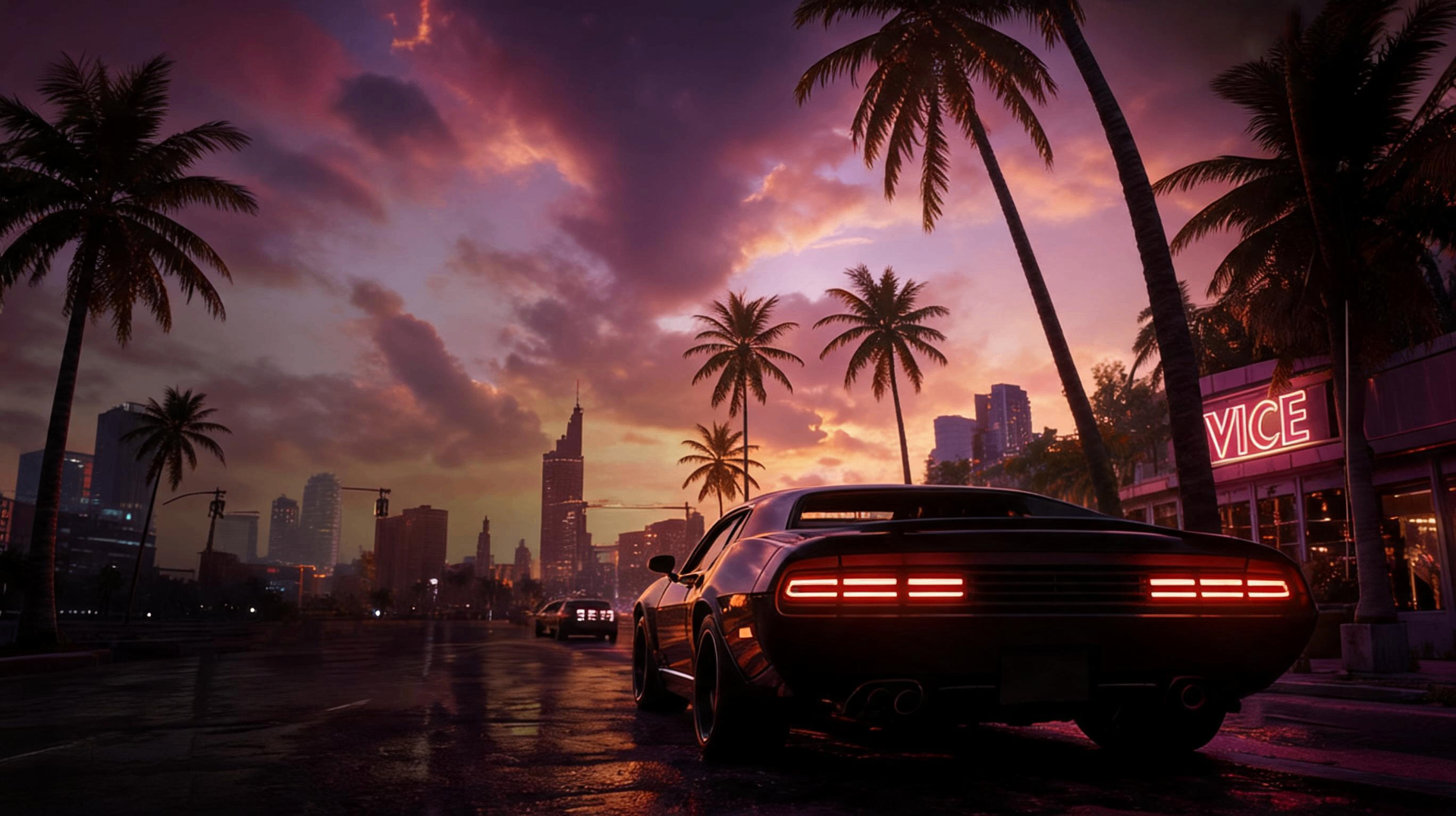 Vice City sunset skyline